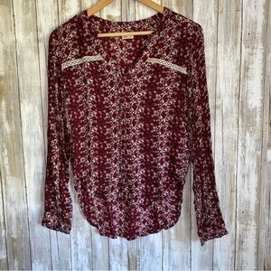 Hollister Red Floral High Low Blouse